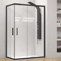 Врата и стационарно стъкло за душ кабина "EFE 100 Nero", прозрачно стъкло, 80-140х190 см., черен 